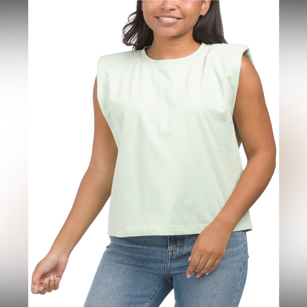 Hudson Shoulder Pad Sleeveless Top Sz M Sage NWT
